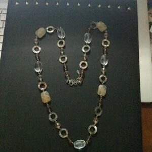 Lia Sophia Neutral Tones Beaded Statement Necklace